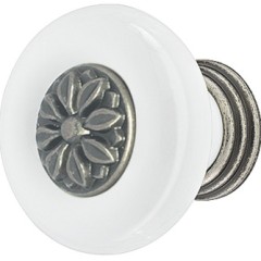 Knob por.white/tin pl. 37x30mm