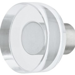 Knob stst/glass clear 25x22mm