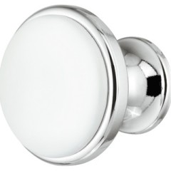 KNOB CHR. POL./WHITE 34X27MM K-U-Z-05