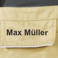 Bib overall name or logo