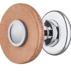 Knob steel chr.pol.leat.nat. 29x29mm